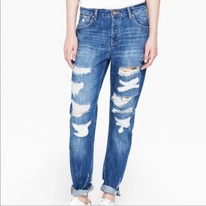 MNG Mango Angie Boyfriend Distressed Denim Jeans